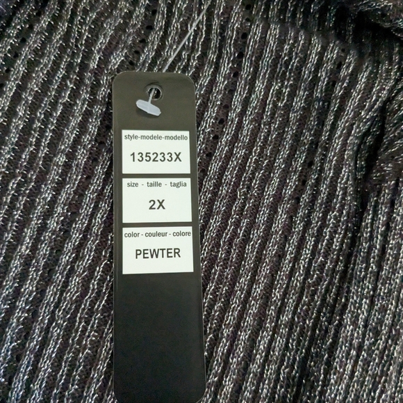 Belldini Plus Size Metallic Silver Cardigan - 2X - Picture 8 of 9